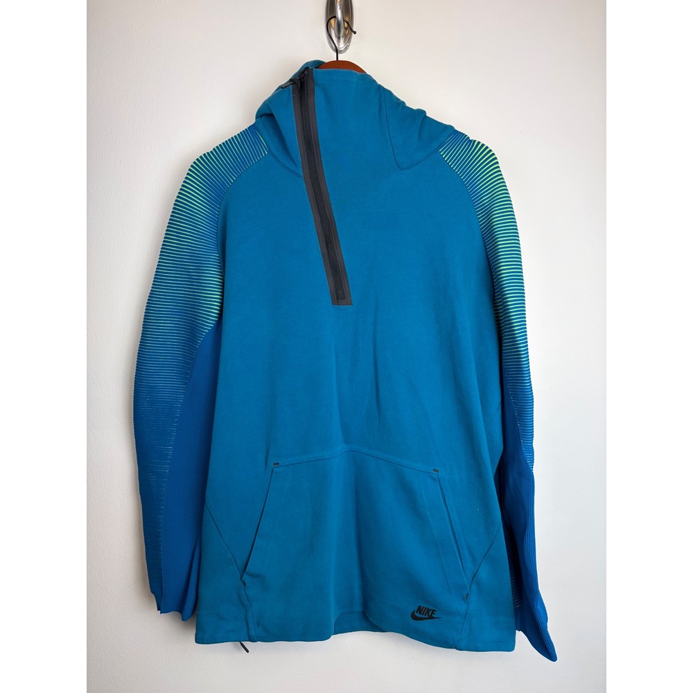 Nike Tech Fleece Hoodie XL Blue Asymmetrical Zip Streetwear Gorpcore Techwear